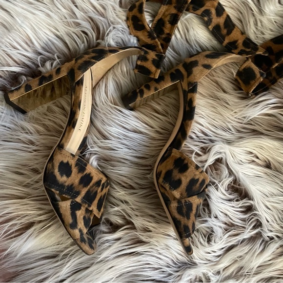 Marion Parke Bella Suede Leopard Ankle Tie Heels - Picture 3 of 13